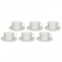 Set of 6 Bosco Tea Cups with Saucer - White, 180 ml