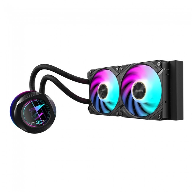 GIGABYTE AORUS WATERFORCE X II 240 AIO Liquid CPU Cooler - 2x120mm ARGB Fans, full-color LCD, DAISY-CHAIN, Intel LGA 1851 and AMD AM5 Compatible GIGABYTE AORUS WATERFORCE X II 240 AIO Liquid CPU Cooler - 2x120mm ARGB Fans, full-color LCD, DAISY-CHAIN, Intel LGA 1851 and AMD AM5 Compatible