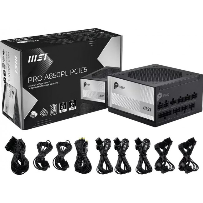 MSI PRO A850PL PCIE5 850W 120mm 80 Plus Platinum aPFC power supply