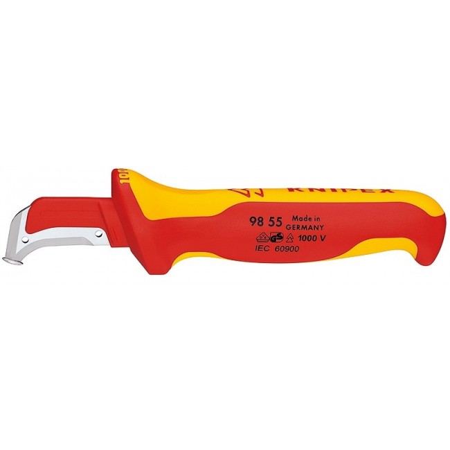 Knipex Kabelmantelmesser 009855 Metallic, Red, Yellow Fixed blade knife