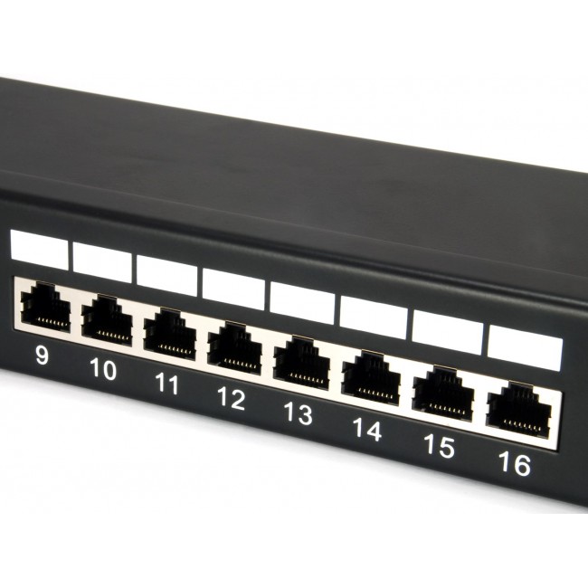 Equip 24-Port Cat.5e Shielded Patch Panel, Black Equip 24-Port Cat.5e Shielded Patch Panel, Black