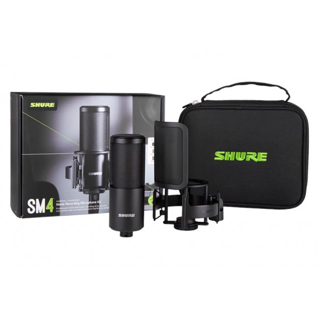 Shure SM4-K-KIT - condenser microphone, externally polarised, handle, popfilter, case Shure SM4-K-KIT - condenser microphone, externally polarised, handle, popfilter, case