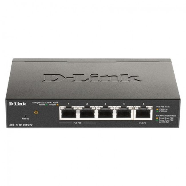 D-Link 5-Port Gigabit PoE Smart Managed Switch with 1 PD port D-Link 5-Port Gigabit PoE Smart Managed Switch with 1 PD port