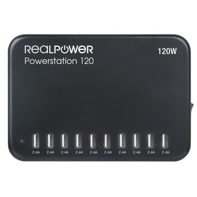 RealPower Power Station 120 Smartphone, Tablet Black AC Indoor RealPower Power Station 120 Smartphone, Tablet Black AC Indoor