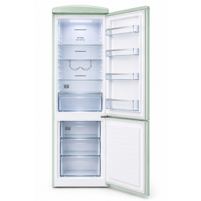 Ravanson LKK-315RM Retro Fridge 597 mm x 707 mm x 1943 mm | 315 l | Total No Frost | Energy Class E | mint