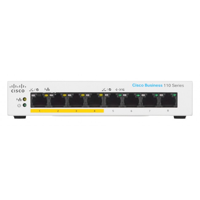 Cisco CBS110-8PP-D Unmanaged L2 Gigabit Ethernet (10/100/1000) Power over Ethernet (PoE) Grey