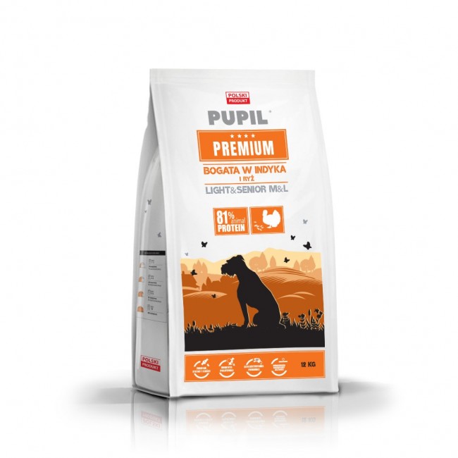 PUPIL Premium Light&Senior Medium and large breeds Rich in turkey and rice - dry dog food - 12kg
