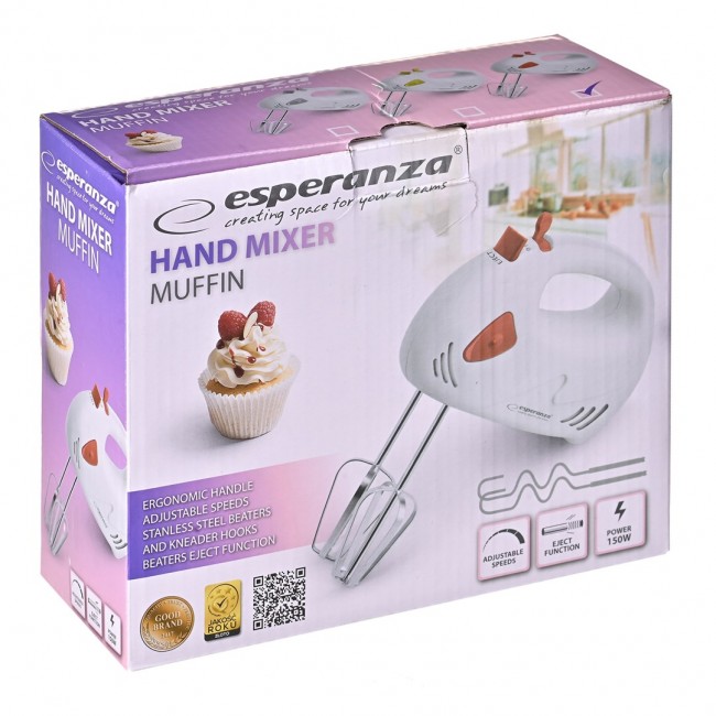 Esperanza EKM007R mixer Hand mixer 150 W Red, White