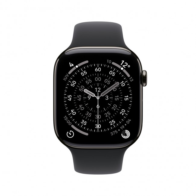 Apple Watch Series 11 GPS + Cellular 42mm Slate Titanium Case with Black Sport Band - M/L
