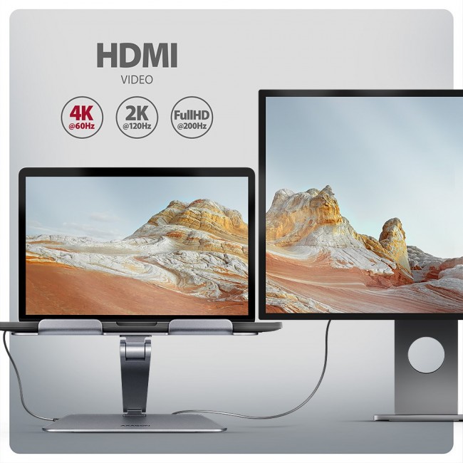 Axagon HMC-STND USB-C 5Gbps ALUMINUM STAND & HUB 7in1