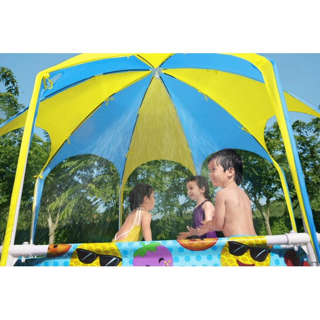 Bestway Steel Pro 2.44m x 51cm Splash-in-shade Play Pool, Orange/Yellow