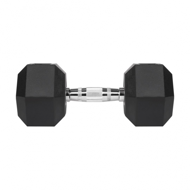 REBEL ACTIVE Rubber-coated cast iron dumbbells 2x15 kg