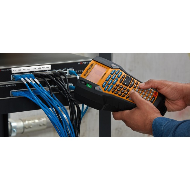 DYMO Rhino 6000+ Industrial Label Maker | Computer Connected Label Maker with Hard Carry Case | Includes 1 Vinyl Tape Cassette1 Flexible Nylon Tape Cassette and Rechargeable Lithium Ion Battery DYMO Rhino 6000+ Industrial Label Maker | Computer Connected Label Maker with Hard Carry Case | Includes 1 Vinyl Tape Cassette1 Flexible Nylon Tape Cassette and Rechargeable Lithium Ion Battery