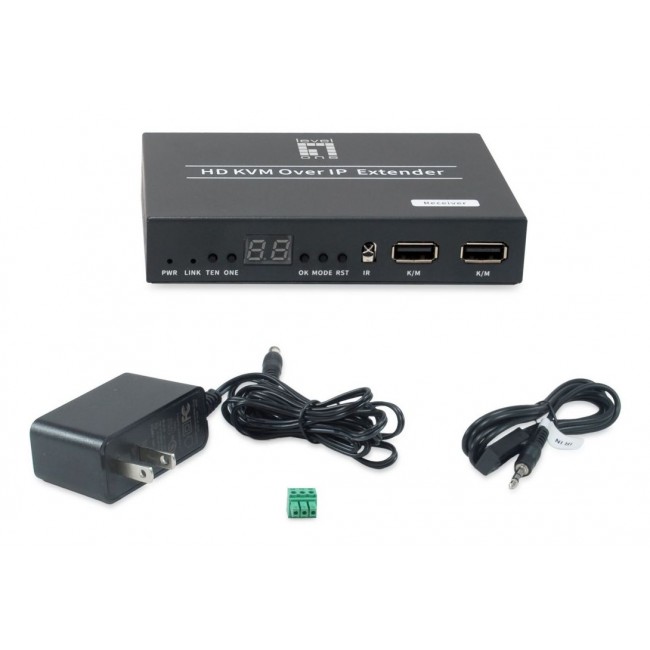 LevelOne HVE-6701R AV extender AV receiver Black