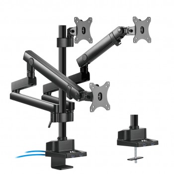 Maclean MC-811 Monitor Bracket Desk Mount Holder For 3 LCD LED Monitors USB 17'' - 27