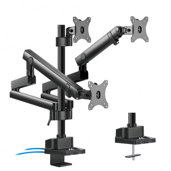 Maclean MC-811 Monitor Bracket Desk Mount Holder For 3 LCD LED Monitors USB 17'' - 27