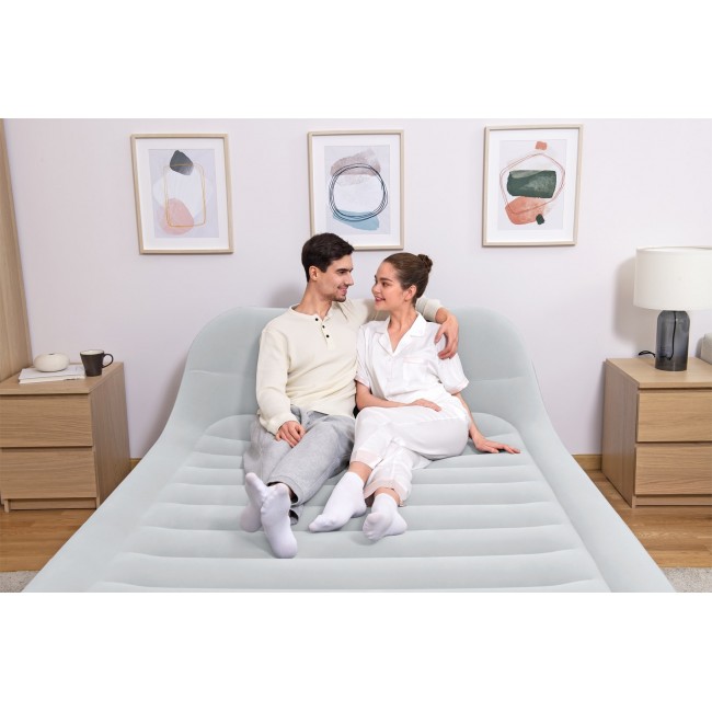 Bestway Tritech SleekFlow Headboard Air Mattress Queen with Built-in AC Pump and Antimicrobial Coating 2.26 m x 1.52 m x 84 cm