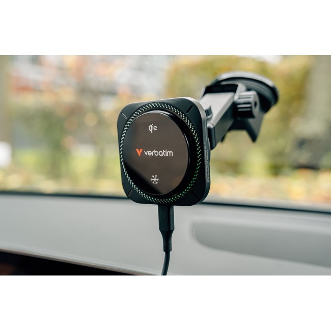 Verbatim Charge 'n' Drive Qi2 Magnetic Wireless Car Charger RGB