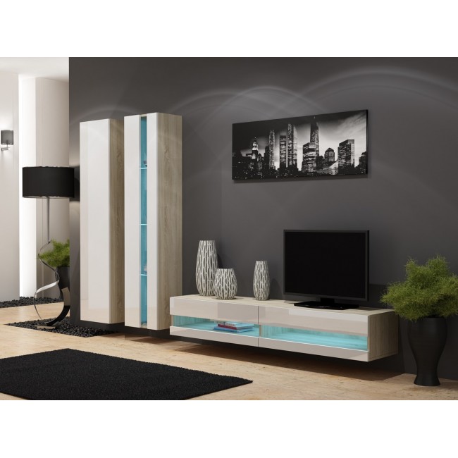 Cama TV stand VIGO NEW 30/140/40 sonoma/white gloss