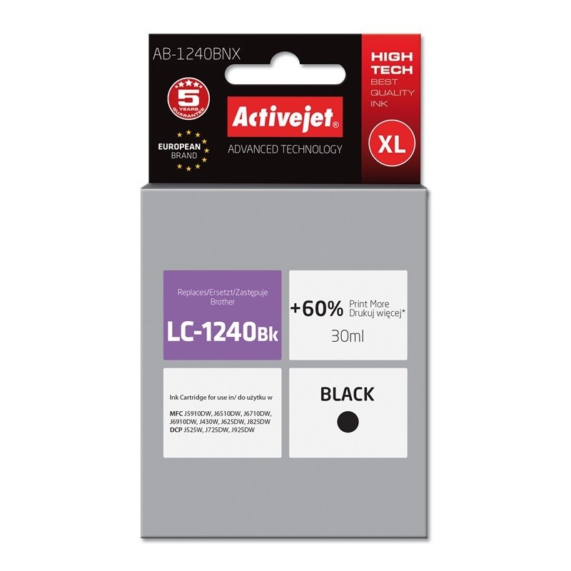 Activejet AB-1240BNX Ink (replacement for Brother LC1240BK/1220BK Supreme 30 ml black) Activejet AB-1240BNX Ink (replacement for Brother LC1240BK/1220BK Supreme 30 ml black)