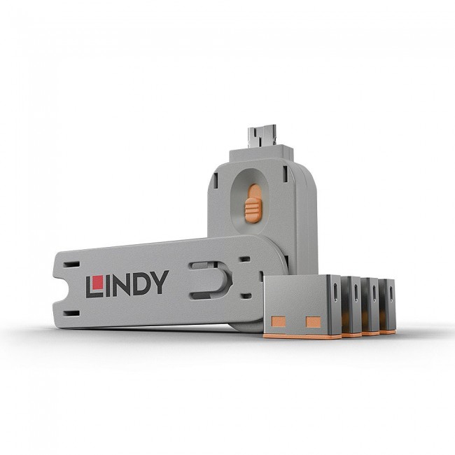 Lindy USB Port Blocker - Pack of 4 Colour Code: Orange Lindy USB Port Blocker - Pack of 4 Colour Code: Orange