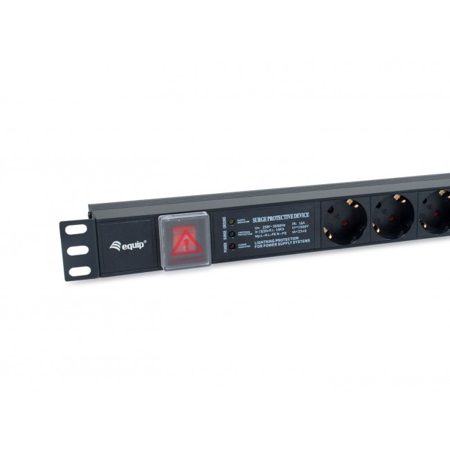 Equip 6-Outlet German Power Distribution Unit, with Surge Protection, Integrated line fitler