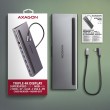 Axagon HMC-4KX3 USB 5Gbps hub, 3x USB-A, 2x HDMI, DP, RJ-45, SD/microSD, audio, PD 100W