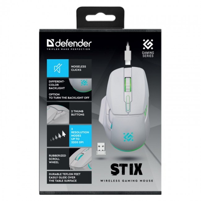 WIRELESS MOUSE DEFENDER STIX GM-009 RF WHITE 3200dpi 7P WIRELESS MOUSE DEFENDER STIX GM-009 RF WHITE 3200dpi 7P