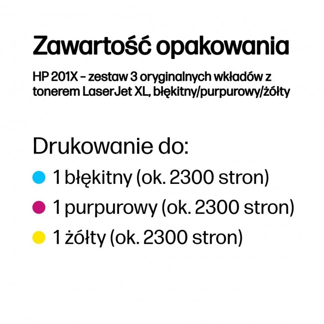 HP 201X 3-pack High Yield Cyan/Magenta/Yellow Original LaserJet Toner Cartridges HP 201X 3-pack High Yield Cyan/Magenta/Yellow Original LaserJet Toner Cartridges