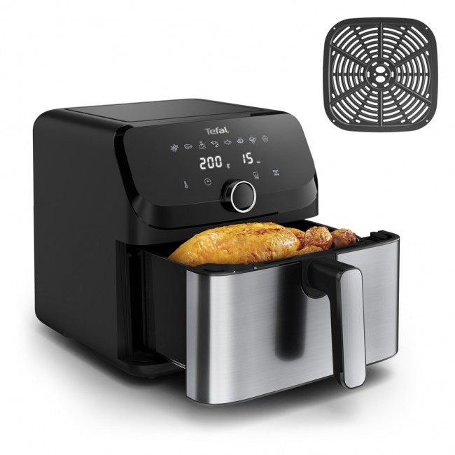 Tefal Easy Fry Mega EY855D10 fryer Single 7.5 L Stand-alone 2020 W Hot air fryer Black, Stainless steel Tefal Easy Fry Mega EY855D10 fryer Single 7.5 L Stand-alone 2020 W Hot air fryer Black, Stainless steel