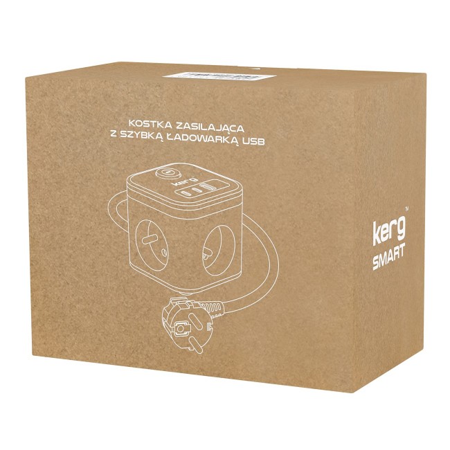 KERG SMART 3-SOCKET POWER STRIP + USB-A+USB-C CHARGER 1.5M 3 1.5MM2 H05VV-F 16A/250V