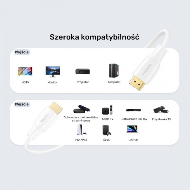 UNITEK HDMI 2.1 8K HDR Cable White 2 m