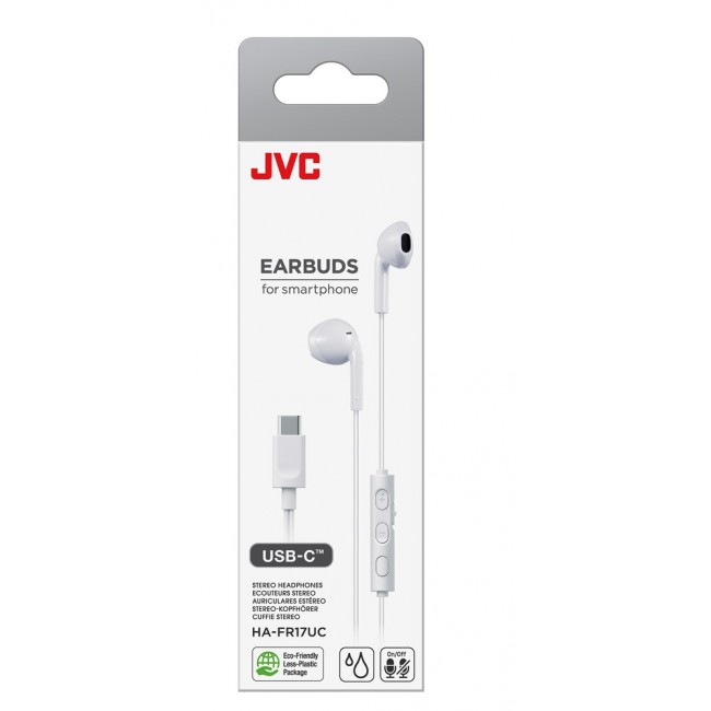 JVC HA-FR17UC USB Type-C Wired In-Ear Headphones White JVC HA-FR17UC USB Type-C Wired In-Ear Headphones White