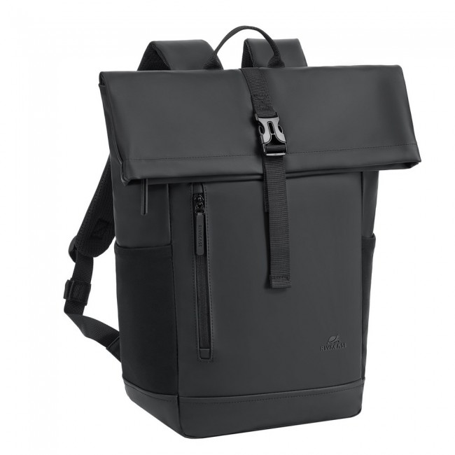 Rivacase Eden backpack Roll top backpack Black Polyester, PU leather