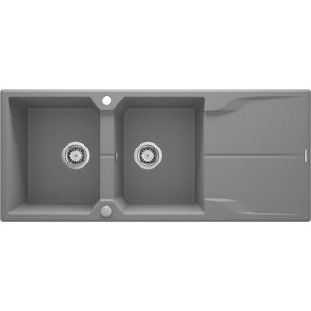 2-bowl granite sink with drainer
