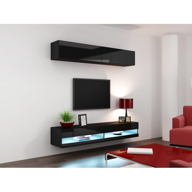 Cama TV stand VIGO NEW 30/140/40 black/black gloss