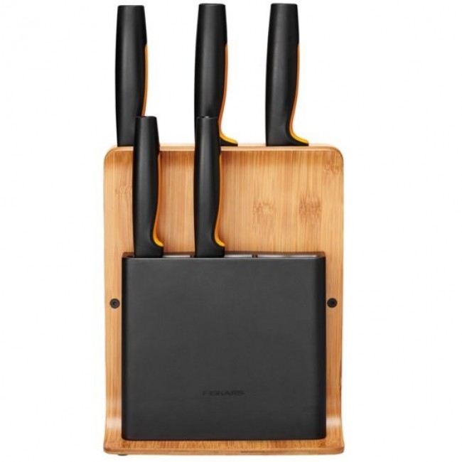 Fiskars 1057552 knife block Slot knife block Bamboo, Plastic, Stainless steel Wood