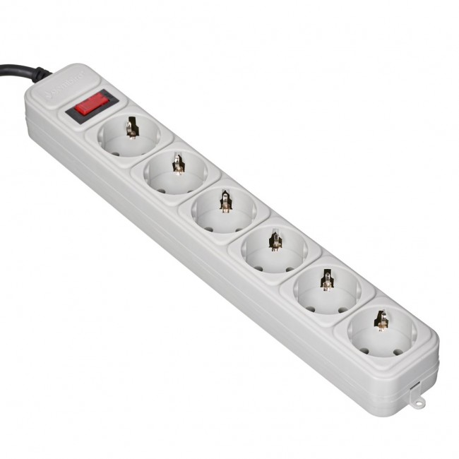 Gembird SPG6-B-10C Surge protector, 6 Schuko sockets, 3m, grey