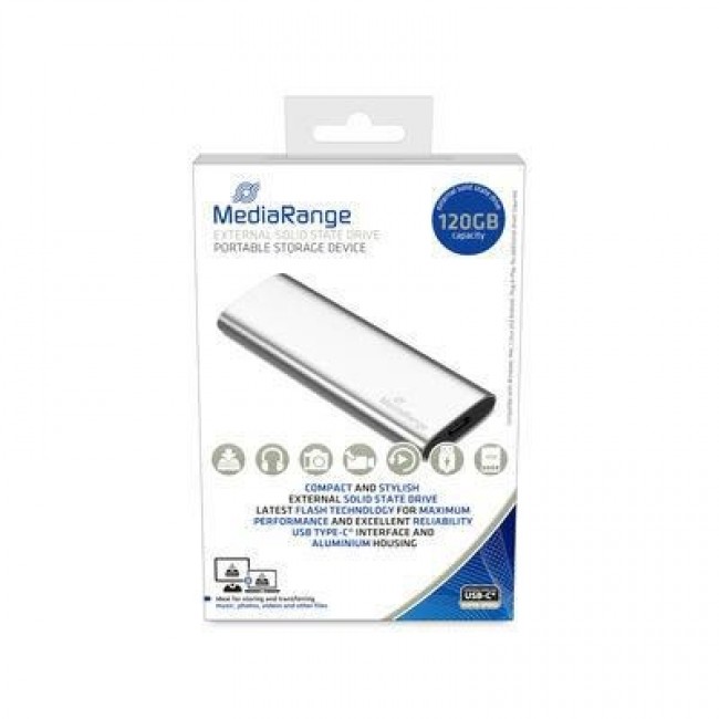 MediaRange MR1100 external solid state drive 120 GB USB Type-C 3.2 Gen 2 (3.1 Gen 2) Silver