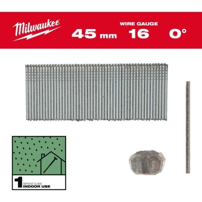 MILWAUKEE PIN STICKS 16G/45mm/0 FOR M18 FN16GS /2500pcs. MILWAUKEE PIN STICKS 16G/45mm/0 FOR M18 FN16GS /2500pcs.