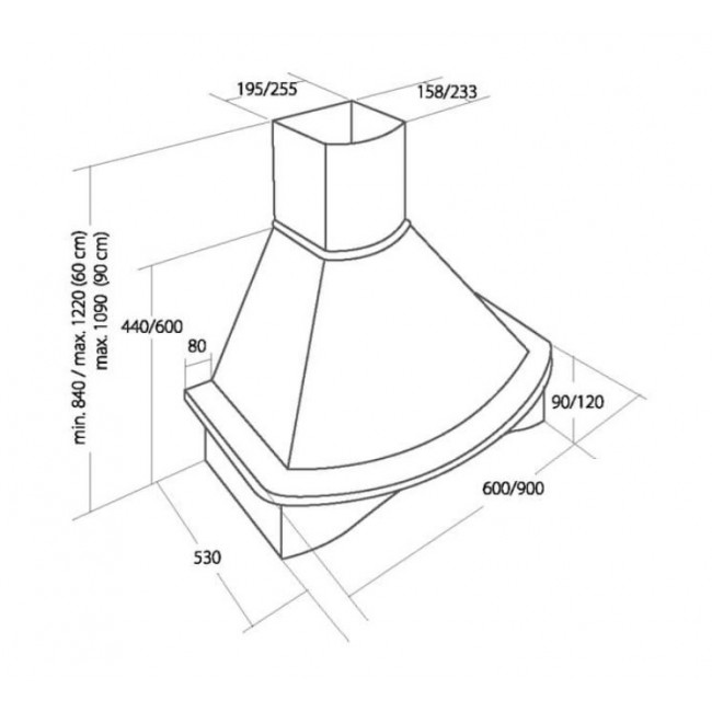 Akpo WK-4 Rustica Nova 60 Chimney Hood Beige, Brown Akpo WK-4 Rustica Nova 60 Chimney Hood Beige, Brown
