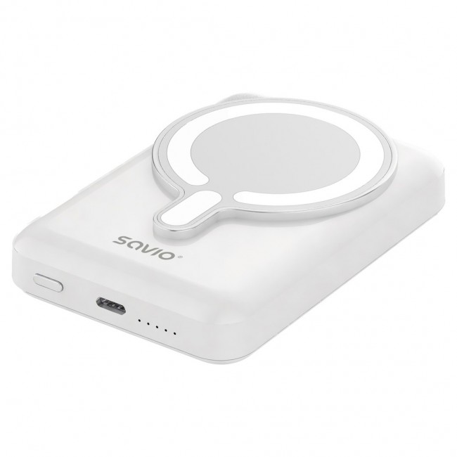 Savio BA-13 power bank 10000 mAh Wireless charging White