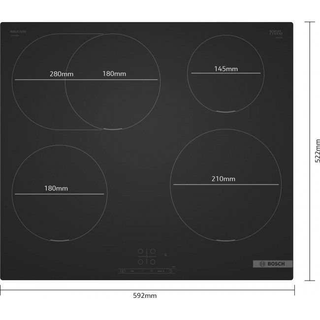 Bosch PIF61ABB5E hob Black Built-in 60 cm Zone induction hob 4 zone(s) Bosch PIF61ABB5E hob Black Built-in 60 cm Zone induction hob 4 zone(s)