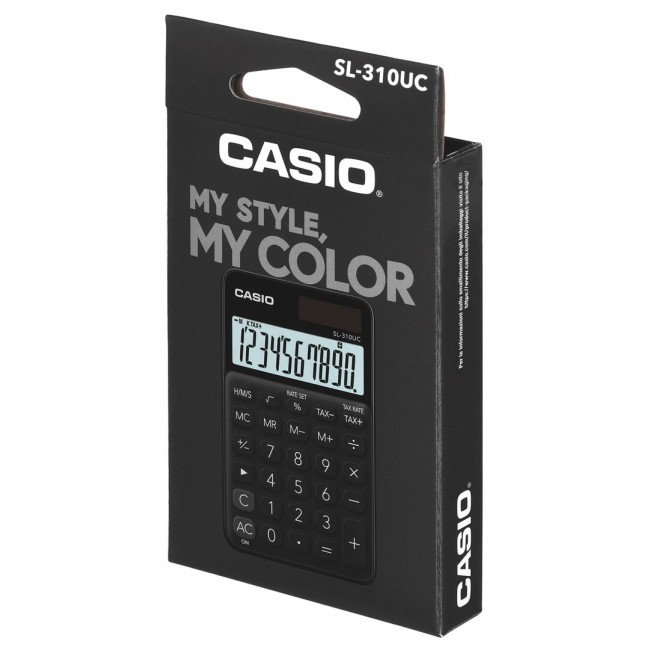 CASIO CALCULATOR POCKET SL-310UC-BK BLACK, 10 DIGIT DISPLAY CASIO CALCULATOR POCKET SL-310UC-BK BLACK, 10 DIGIT DISPLAY