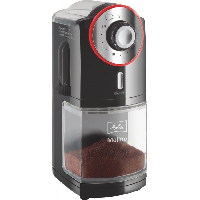 Melitta Molino 100 W Black, Red, Stainless Steel