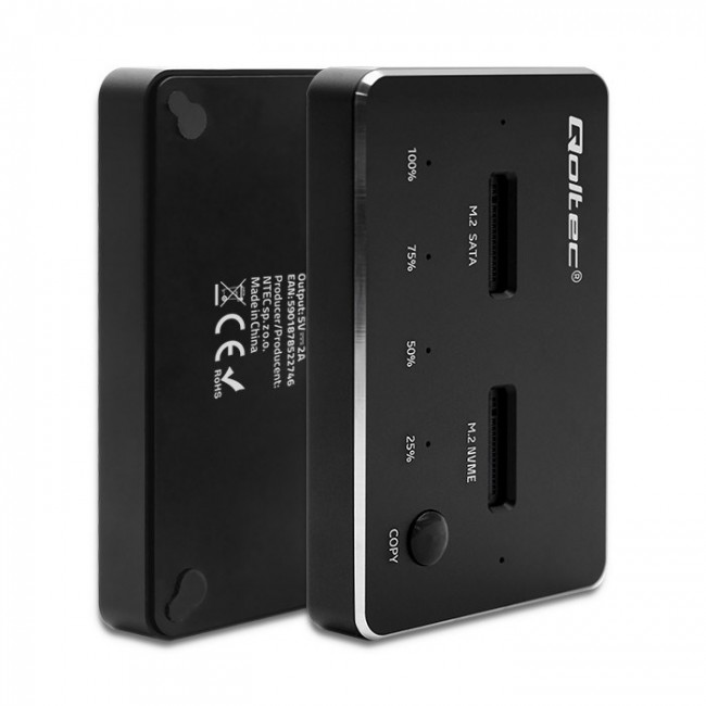 Qoltec M.2 SSD Docking Station | NVMe| SATA | USB-C | DUAL 2 x 2TB