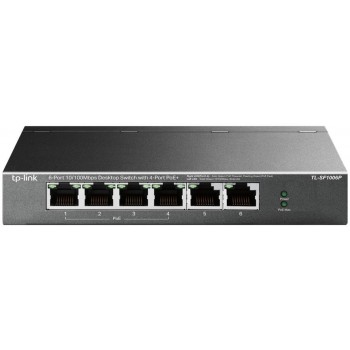 TP-LINK | Switch | TL-SF1006P | Unmanaged | Desktop | 10/100 Mbps (RJ-45) ports quantity 6 | 1 Gbps (RJ-45) ports quantity | SFP ports quantity | PoE ports quantity | PoE+ ports quantity 4 | Power supply type External | month(s)