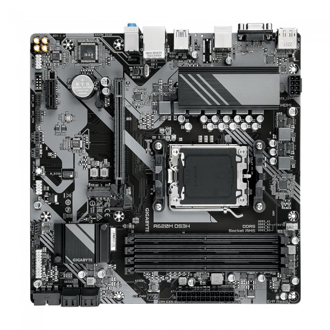 GIGABYTE A620M DS3H Motherboard - Supports AMD Ryzen 8000 CPUs, 5+2+2 Phases Digital VRM, up to 7600MHz DDR5 (OC), 1xPCIe 4.0 M.2, GbE LAN, USB 3.2 Gen 1 GIGABYTE A620M DS3H Motherboard - Supports AMD Ryzen 8000 CPUs, 5+2+2 Phases Digital VRM, up to 7600MHz DDR5 (OC), 1xPCIe 4.0 M.2, GbE LAN, USB 3.2 Gen 1