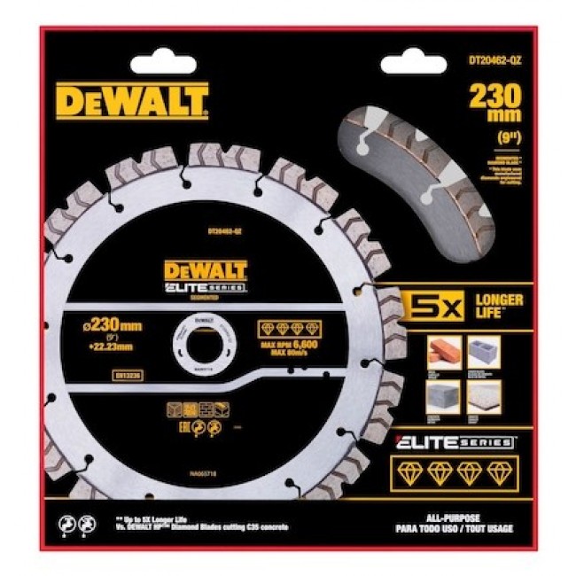 DeWALT DT20462-QZ diamond blade 23 cm Segmented rim diamond blade DeWALT DT20462-QZ diamond blade 23 cm Segmented rim diamond blade
