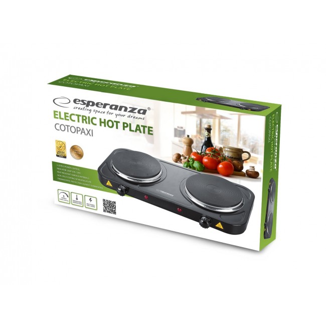 Esperanza EKH010K Electric cooker, top, 2 heating fields, black